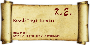 Kozányi Ervin névjegykártya