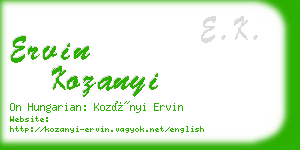 ervin kozanyi business card